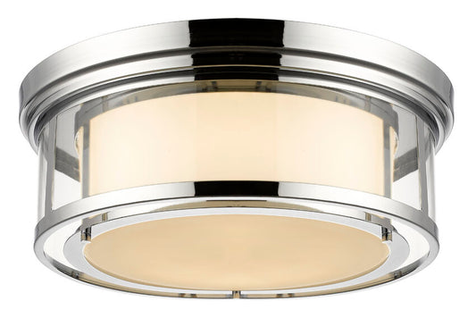 Z-Lite Luna 21" 4-Light Chrome Flush Mount Lighting With Matte Opal Glass Shade