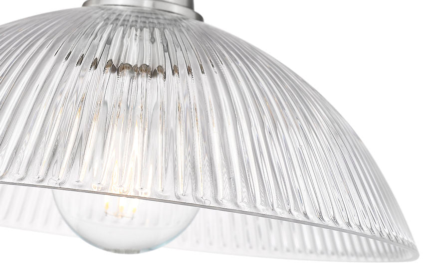 Z-Lite Lunelle 12" 1-Light Brushed Nickel Steel Frame Clear Glass Shade Pendant Light