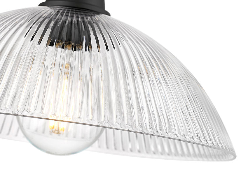 Z-Lite Lunelle 12" 1-Light Matte Black Steel Frame Clear Glass Shade Pendant Light