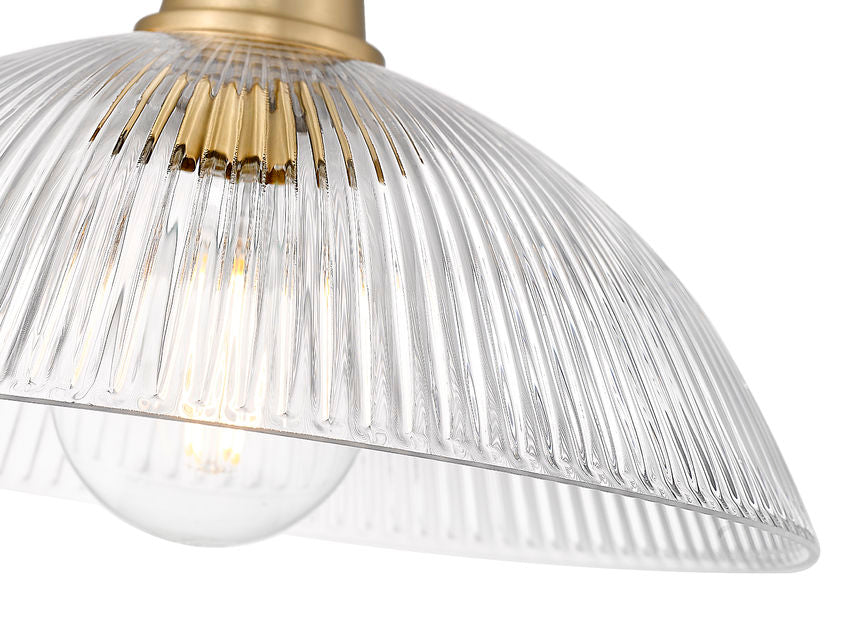 Z-Lite Lunelle 12" 1-Light Modern Gold Steel Frame Clear Glass Shade Pendant Light