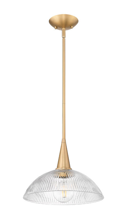 Z-Lite Lunelle 12" 1-Light Modern Gold Steel Frame Clear Glass Shade Pendant Light