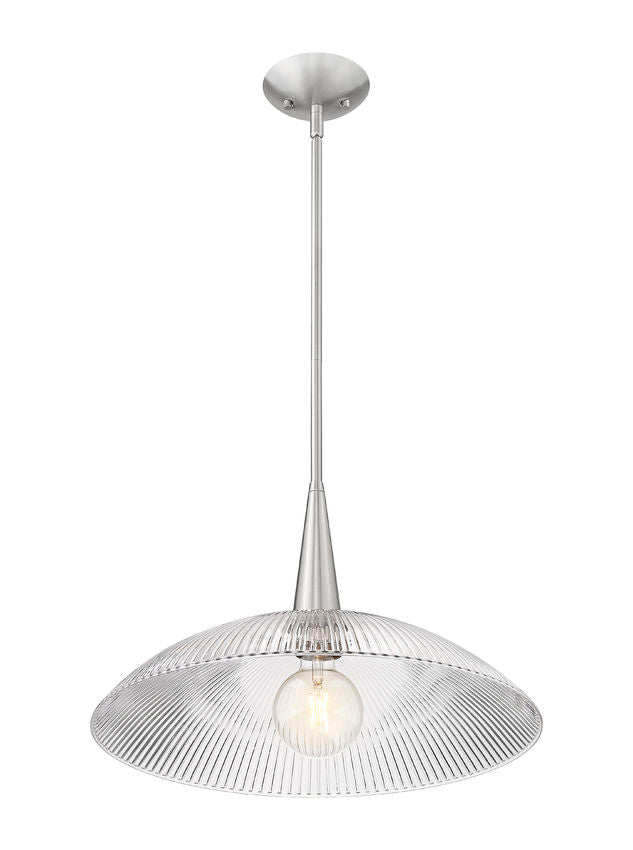 Z-Lite Lunelle 18" 1-Light Brushed Nickel Frame Clear Glass Shade Pendant Light