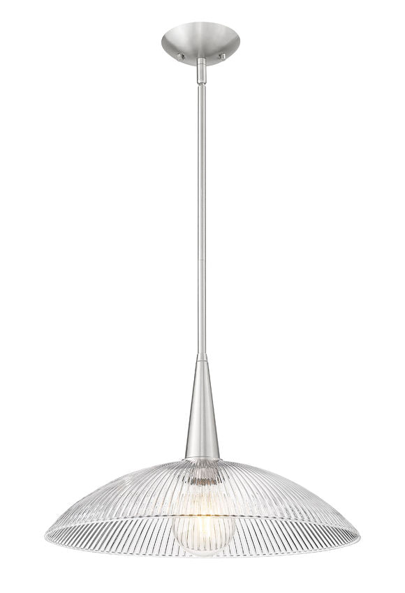 Z-Lite Lunelle 18" 1-Light Brushed Nickel Frame Clear Glass Shade Pendant Light