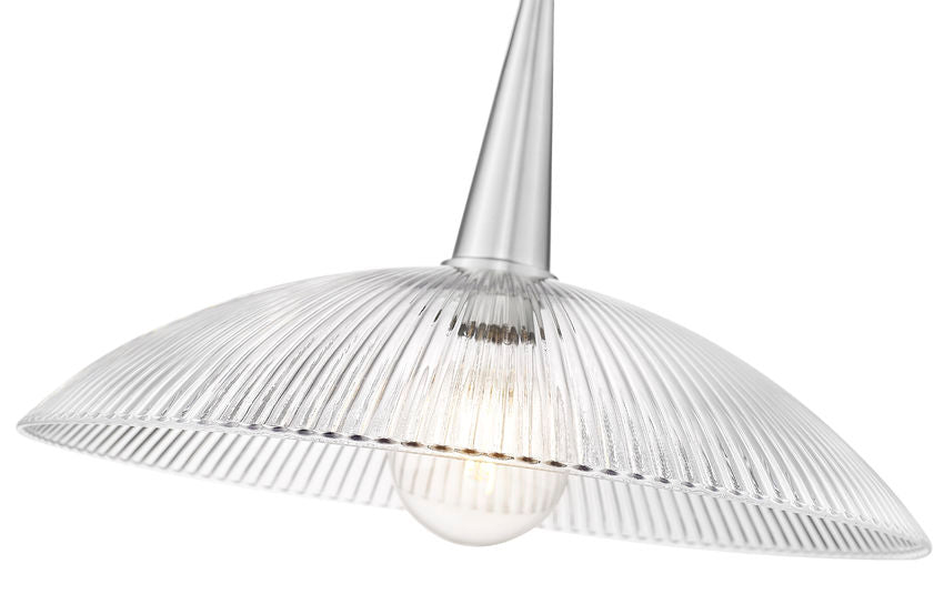 Z-Lite Lunelle 18" 1-Light Brushed Nickel Frame Clear Glass Shade Pendant Light