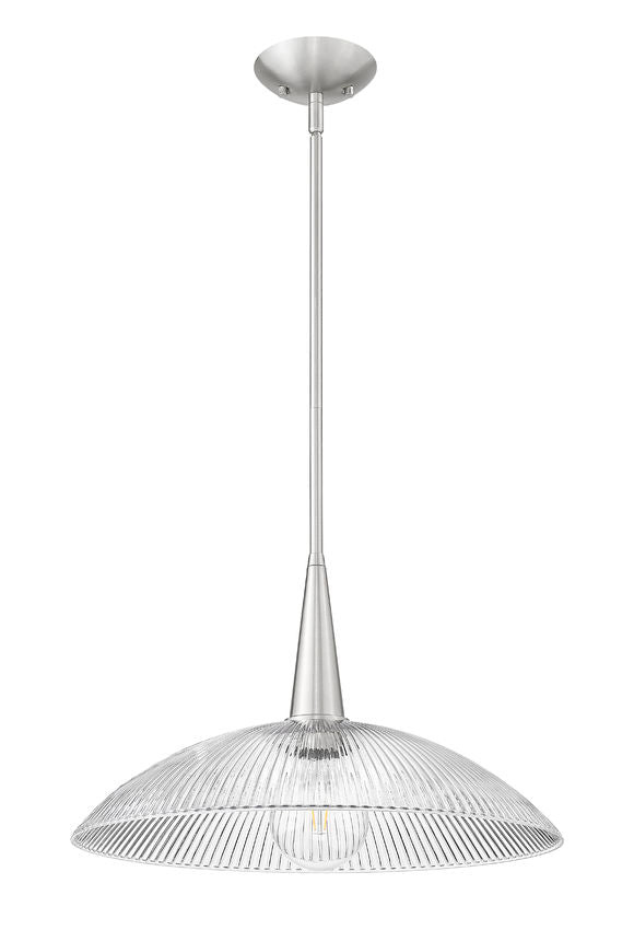 Z-Lite Lunelle 18" 1-Light Brushed Nickel Frame Clear Glass Shade Pendant Light