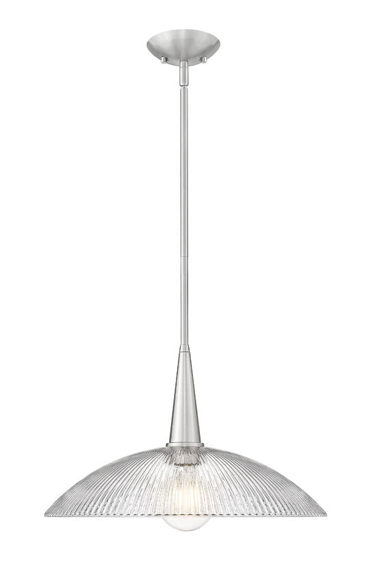 Z-Lite Lunelle 18" 1-Light Brushed Nickel Frame Clear Glass Shade Pendant Light