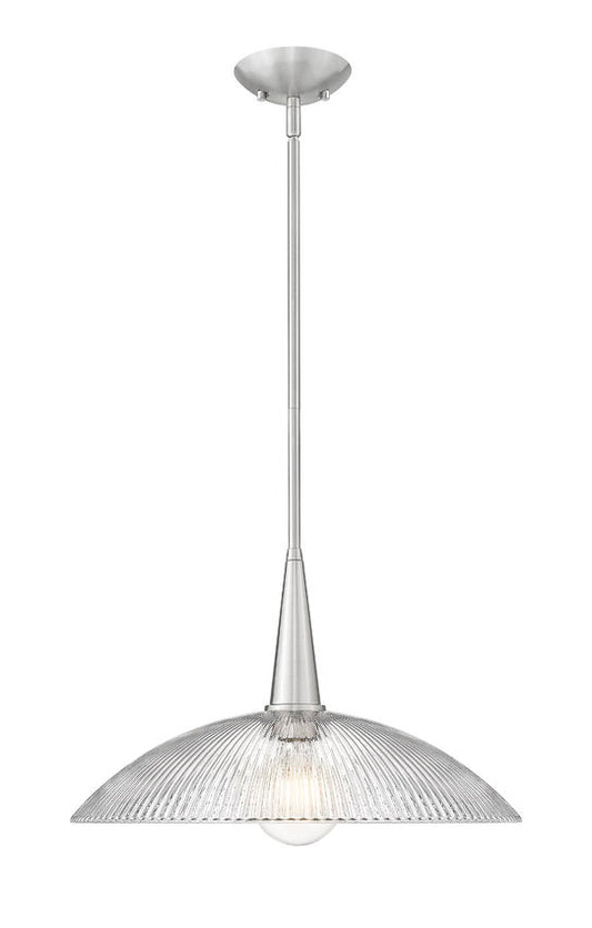 Z-Lite Lunelle 18" 1-Light Brushed Nickel Frame Clear Glass Shade Pendant Light