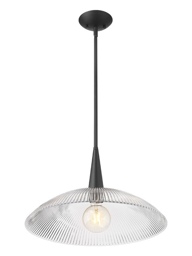 Z-Lite Lunelle 18" 1-Light Matte Black Frame Clear Glass Shade Pendant Light