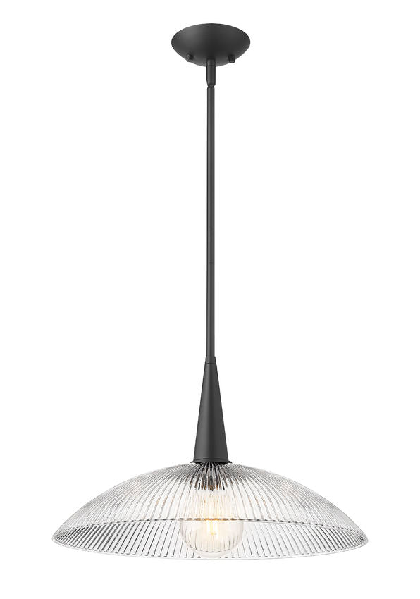 Z-Lite Lunelle 18" 1-Light Matte Black Frame Clear Glass Shade Pendant Light