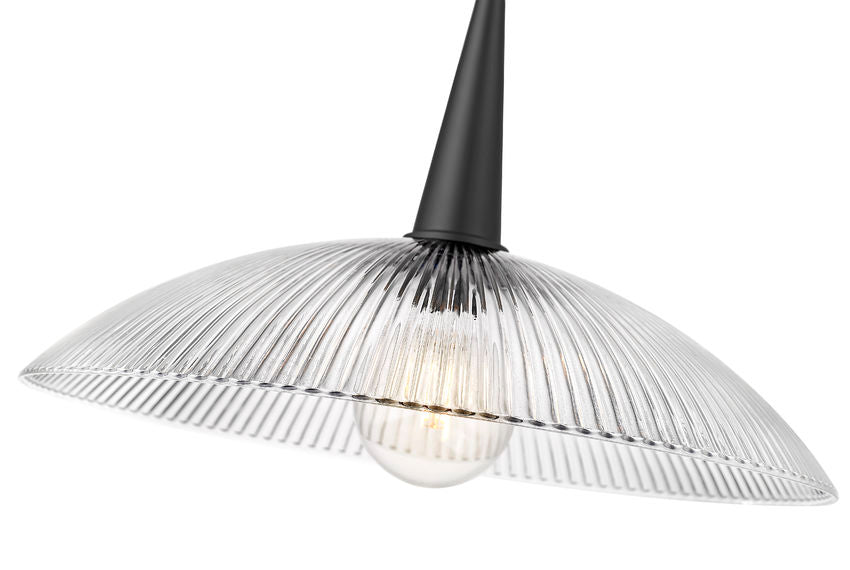 Z-Lite Lunelle 18" 1-Light Matte Black Frame Clear Glass Shade Pendant Light