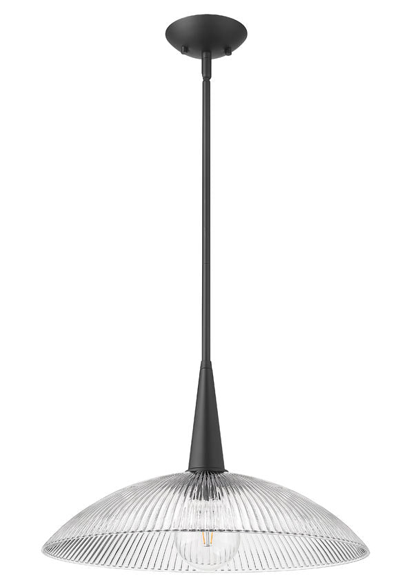 Z-Lite Lunelle 18" 1-Light Matte Black Frame Clear Glass Shade Pendant Light