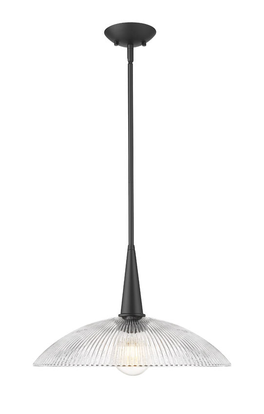 Z-Lite Lunelle 18" 1-Light Matte Black Frame Clear Glass Shade Pendant Light