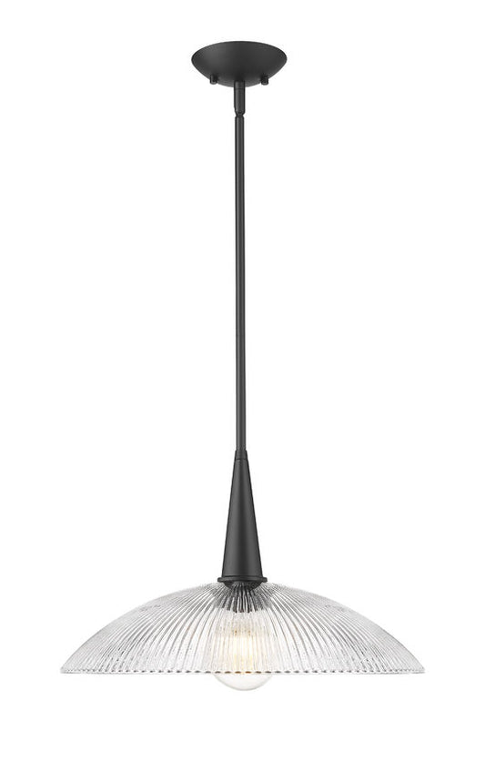 Z-Lite Lunelle 18" 1-Light Matte Black Frame Clear Glass Shade Pendant Light