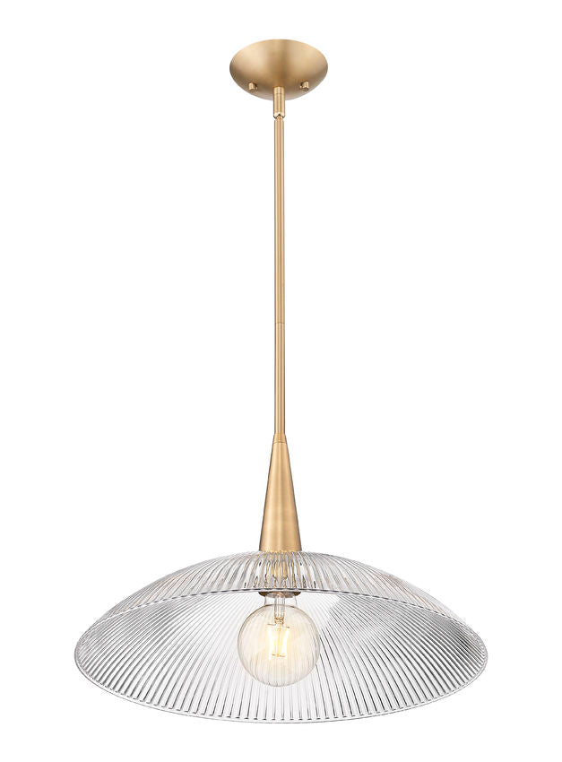 Z-Lite Lunelle 18" 1-Light Modern Gold Frame Clear Glass Shade Pendant Light