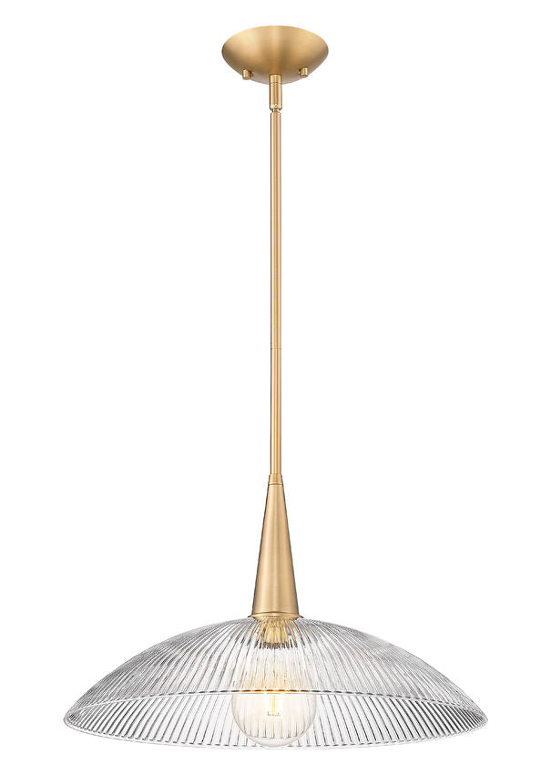 Z-Lite Lunelle 18" 1-Light Modern Gold Frame Clear Glass Shade Pendant Light