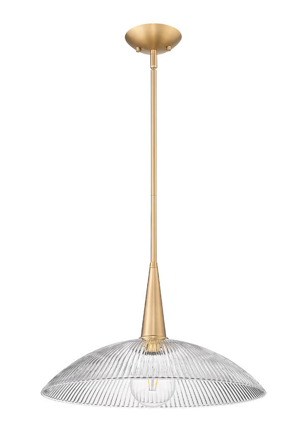 Z-Lite Lunelle 18" 1-Light Modern Gold Frame Clear Glass Shade Pendant Light