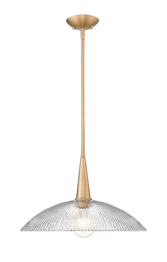 Z-Lite Lunelle 18" 1-Light Modern Gold Frame Clear Glass Shade Pendant Light