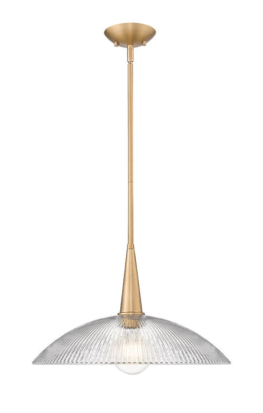 Z-Lite Lunelle 18" 1-Light Modern Gold Frame Clear Glass Shade Pendant Light