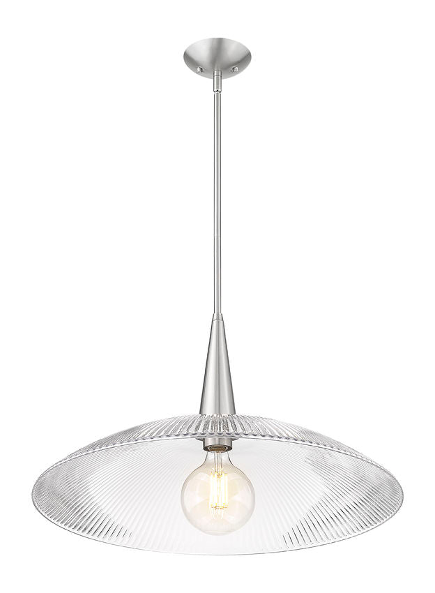 Z-Lite Lunelle 24" 1-Light Brushed Nickel Frame Clear Glass Shade Pendant Light