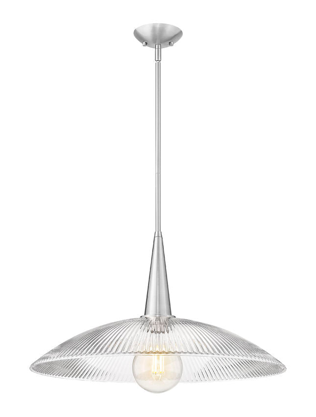 Z-Lite Lunelle 24" 1-Light Brushed Nickel Frame Clear Glass Shade Pendant Light