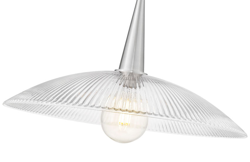Z-Lite Lunelle 24" 1-Light Brushed Nickel Frame Clear Glass Shade Pendant Light
