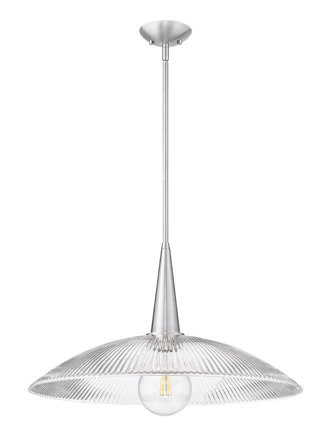 Z-Lite Lunelle 24" 1-Light Brushed Nickel Frame Clear Glass Shade Pendant Light