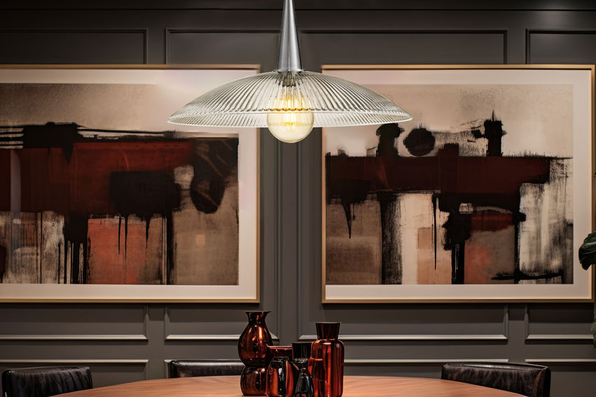Z-Lite Lunelle 24" 1-Light Brushed Nickel Frame Clear Glass Shade Pendant Light