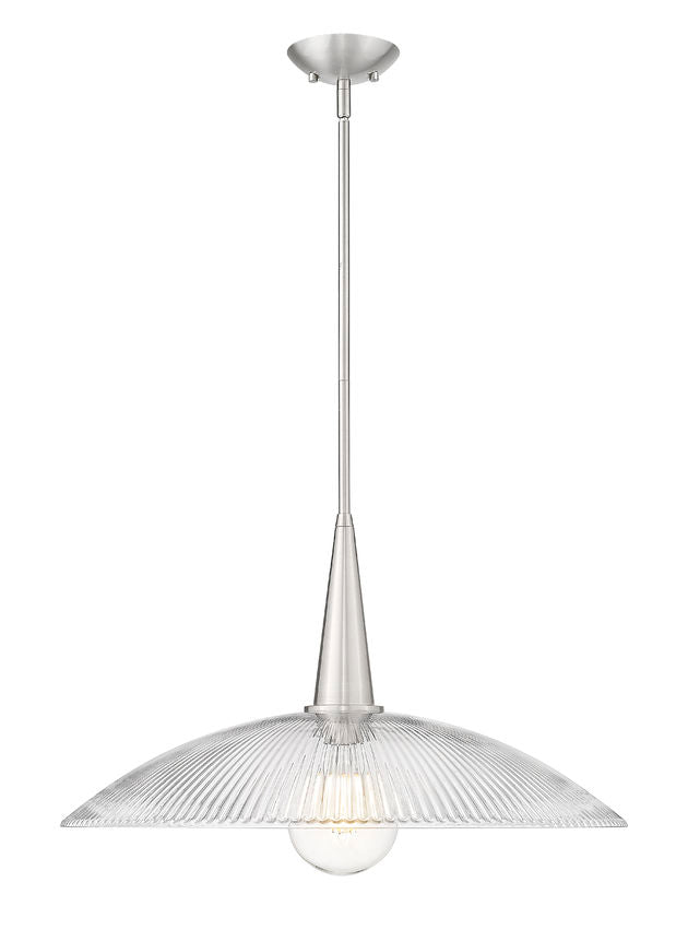 Z-Lite Lunelle 24" 1-Light Brushed Nickel Frame Clear Glass Shade Pendant Light