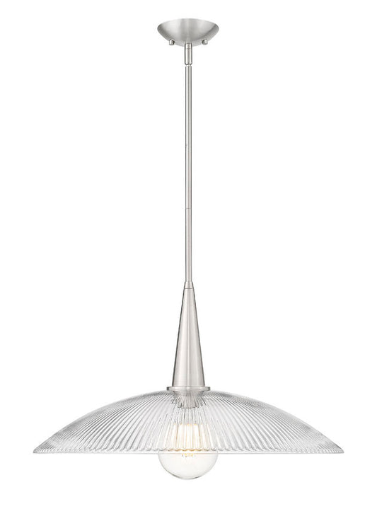Z-Lite Lunelle 24" 1-Light Brushed Nickel Frame Clear Glass Shade Pendant Light