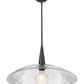 Z-Lite Lunelle 24" 1-Light Matte Black Frame Clear Glass Shade Pendant Light