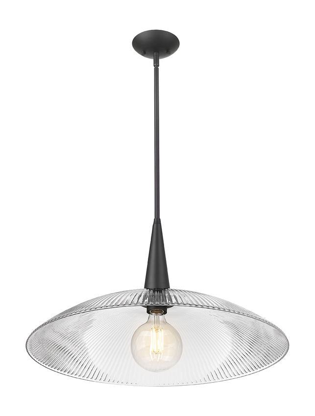 Z-Lite Lunelle 24" 1-Light Matte Black Frame Clear Glass Shade Pendant Light