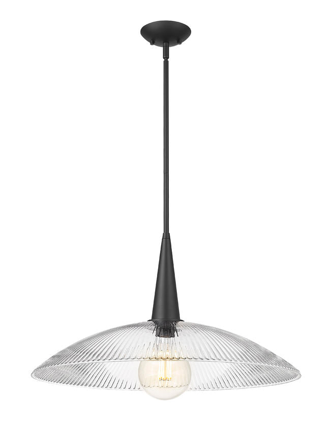 Z-Lite Lunelle 24" 1-Light Matte Black Frame Clear Glass Shade Pendant Light