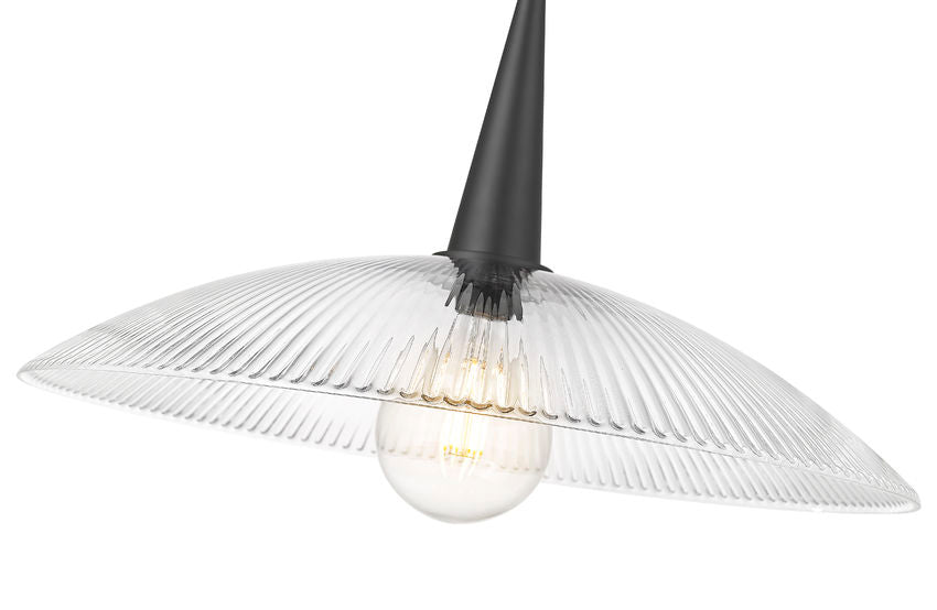 Z-Lite Lunelle 24" 1-Light Matte Black Frame Clear Glass Shade Pendant Light
