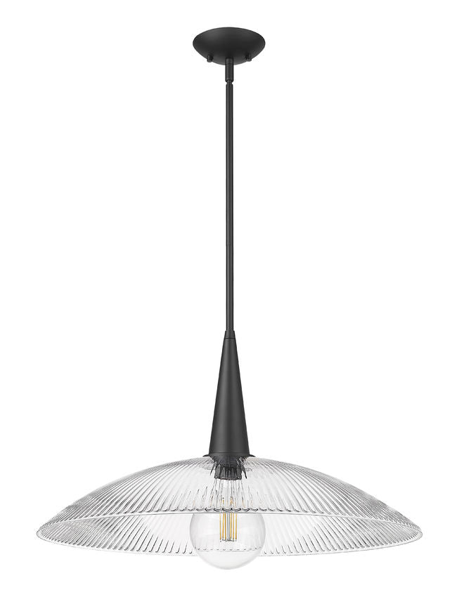 Z-Lite Lunelle 24" 1-Light Matte Black Frame Clear Glass Shade Pendant Light