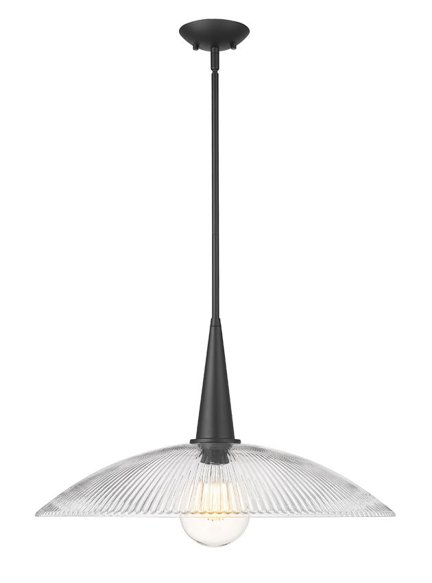 Z-Lite Lunelle 24" 1-Light Matte Black Frame Clear Glass Shade Pendant Light