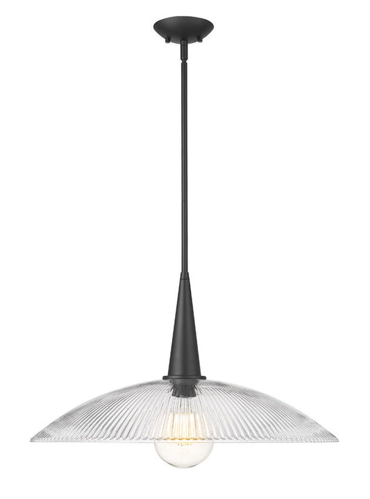 Z-Lite Lunelle 24" 1-Light Matte Black Frame Clear Glass Shade Pendant Light