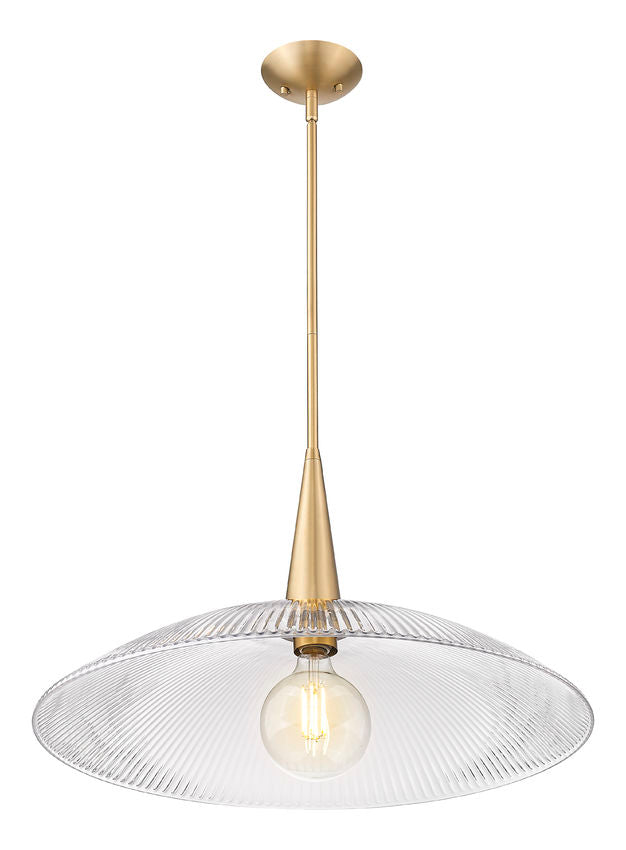 Z-Lite Lunelle 24" 1-Light Modern Gold Frame Clear Glass Shade Pendant Light