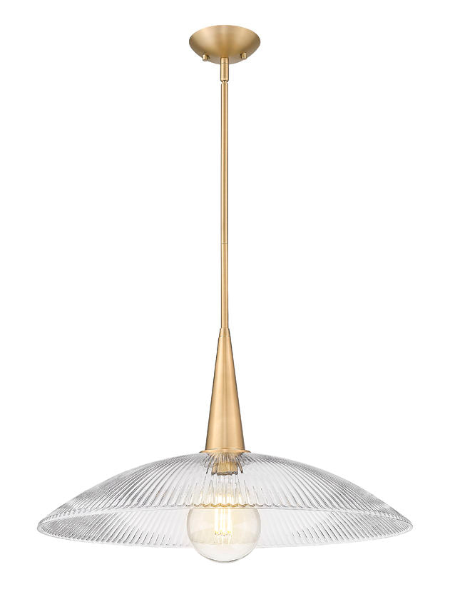 Z-Lite Lunelle 24" 1-Light Modern Gold Frame Clear Glass Shade Pendant Light