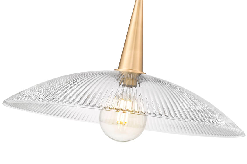 Z-Lite Lunelle 24" 1-Light Modern Gold Frame Clear Glass Shade Pendant Light