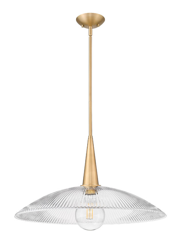 Z-Lite Lunelle 24" 1-Light Modern Gold Frame Clear Glass Shade Pendant Light