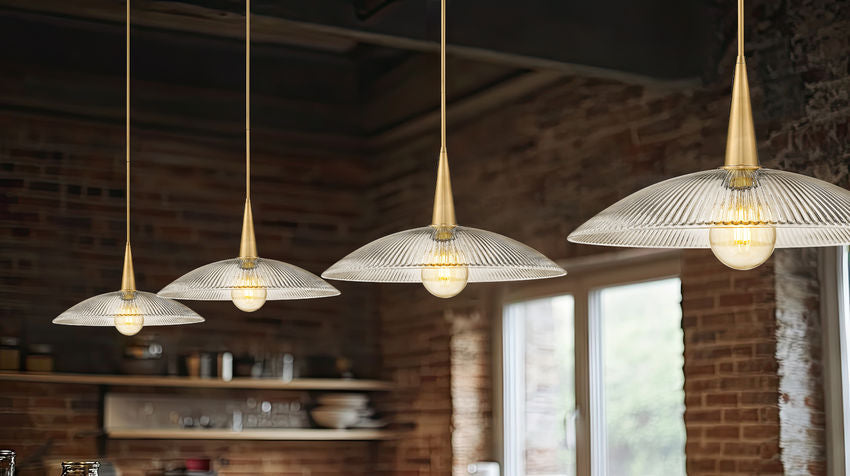 Z-Lite Lunelle 24" 1-Light Modern Gold Frame Clear Glass Shade Pendant Light