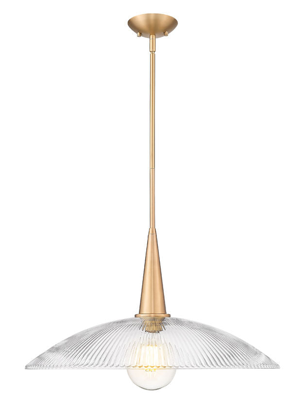 Z-Lite Lunelle 24" 1-Light Modern Gold Frame Clear Glass Shade Pendant Light