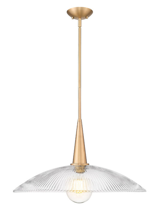 Z-Lite Lunelle 24" 1-Light Modern Gold Frame Clear Glass Shade Pendant Light