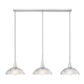 Z-Lite Lunelle 52" 3-Light Brushed Nickel Steel Frame Clear Glass Shade Linear Chandellier