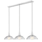 Z-Lite Lunelle 52" 3-Light Brushed Nickel Steel Frame Clear Glass Shade Linear Chandellier