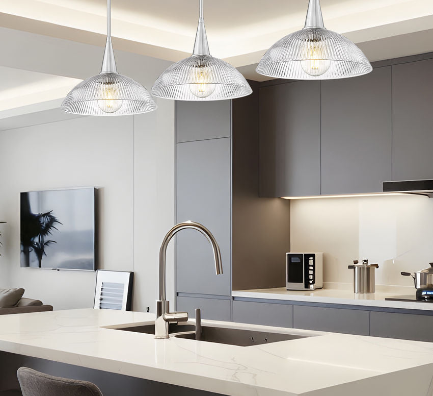 Z-Lite Lunelle 52" 3-Light Brushed Nickel Steel Frame Clear Glass Shade Linear Chandellier