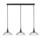 Z-Lite Lunelle 52" 3-Light Matte Black Steel Frame Clear Glass Shade Linear Chandellier