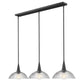 Z-Lite Lunelle 52" 3-Light Matte Black Steel Frame Clear Glass Shade Linear Chandellier