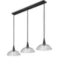 Z-Lite Lunelle 52" 3-Light Matte Black Steel Frame Clear Glass Shade Linear Chandellier