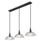 Z-Lite Lunelle 52" 3-Light Matte Black Steel Frame Clear Glass Shade Linear Chandellier